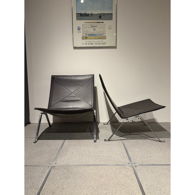 Brown Pair of Poul Kjaerholm Pk22 Chairs For Sale - Image 8 of 13