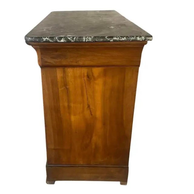 Louis Philippe Book Matched Burl Walnut Chest With Marble Top For Sale In Tampa - Image 6 of 15