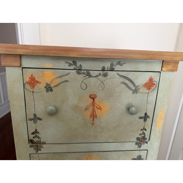 Late 20th Century Green Painted Tall Cabinet.with Four Drawers For Sale - Image 4 of 11