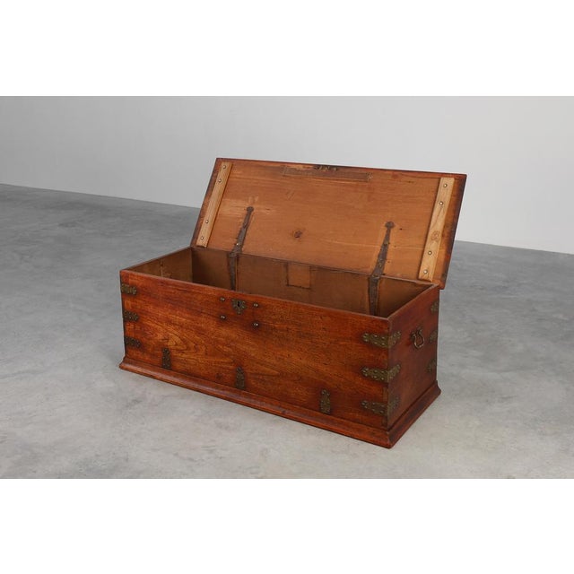 Wood Antique 19th Century Dutch Teak Blanket Chest, Netherlands For Sale - Image 7 of 16