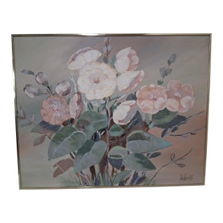 1960s Mid-Century Modern Oversized Lee Reynolds Floral Painting – Gold Regency Frame For Sale