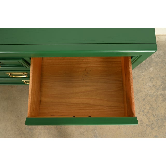 Thomasville Mid-Century Hollywood Regency Green Lacquered Dresser or Credenza | Newly Refinished For Sale - Image 9 of 13