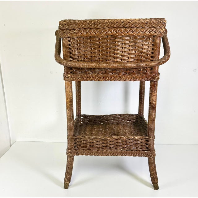 1920s 1920s Antique Boho Chic Americana Coastal Heywood-Wakefield Wicker Drinks Table. For Sale - Image 5 of 15