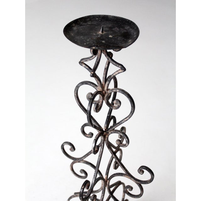 Vintage Scrollwork Iron Candle Stand For Sale - Image 13 of 17