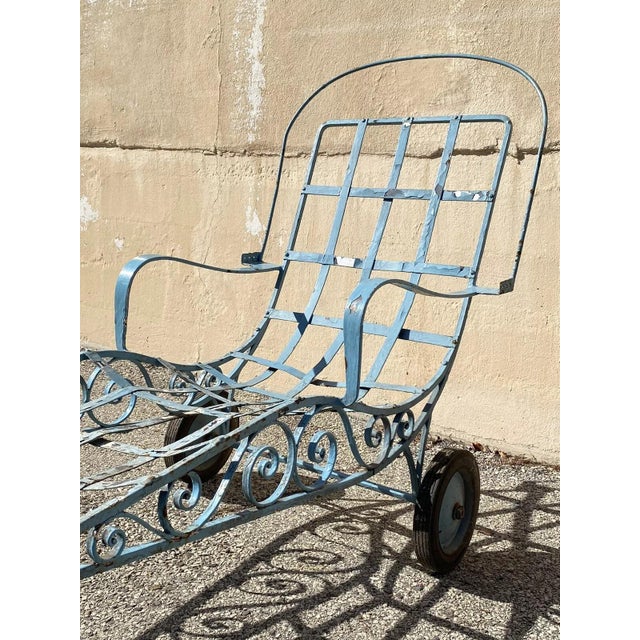 Early 20th Century Vintage Salterini Style Art Nouveau Scrolling Wrought Iron Lounge, Attributed For Sale - Image 12 of 12