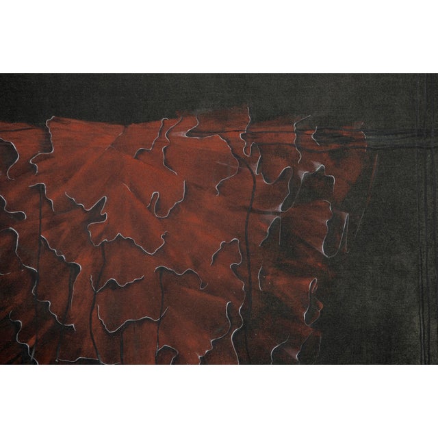 Patricia A. Pearce "Red Medusa Mantle" (Ruffled Kimono) Abstract Pen and Ink Hand Augmented Collotype 1980s For Sale In Monterey, CA - Image 6 of 8