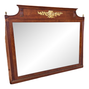 French Empire Style Ormolu Mounted Mahogany Rectangular Mirror Circa 1960