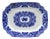 Antique Flow Blue and White Transferware Ironstone Platter Dish W Chinese Dragon For Sale