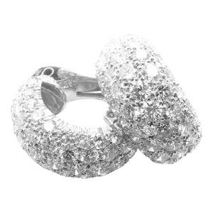 David Webb Platinum 18k White Gold 10ct Diamond Hoop Earrings