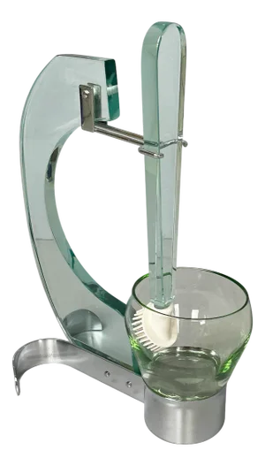 Italian Modern Glass and Metal Toilet Brush, 1970s