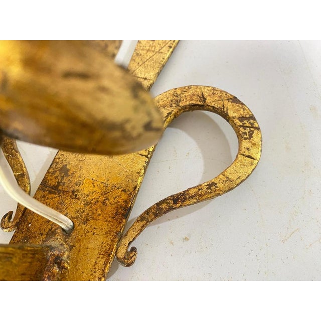 French Gilt Iron Sconces, 20th Century, Set of 2 For Sale - Image 9 of 15