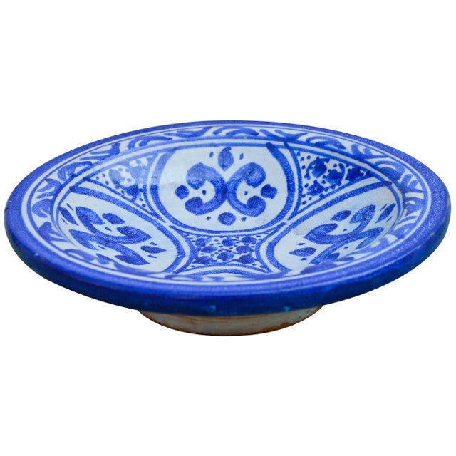Mid 20th Century Blue Moroccan Ceramic Plate For Sale - Image 5 of 8