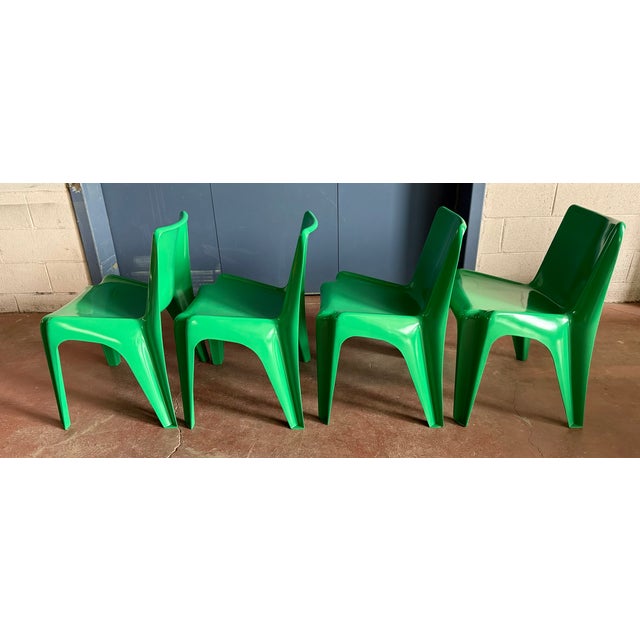 Vintage BA1171 Chairs in Green by Helmut Bätzner for Bofinger, 1970s, Set of 4 For Sale - Image 3 of 10