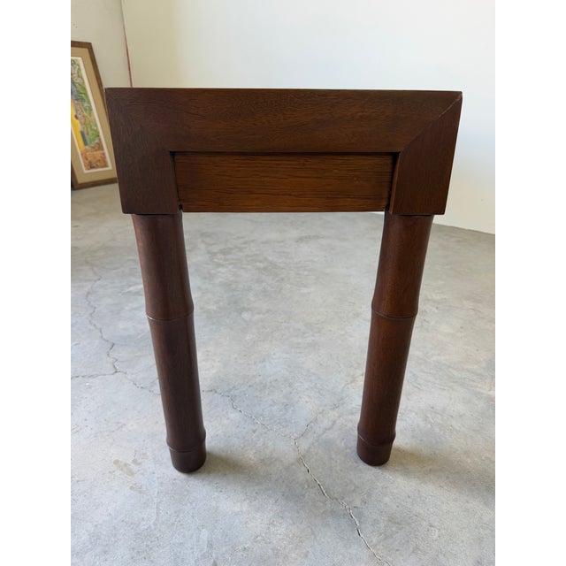1980s Century Furniture Faux Bamboo Console / Sofa Table With Two Drawers For Sale - Image 12 of 17