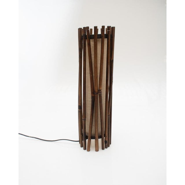 Bamboo Table Lamp in the style of Louis Sognot, 1970s-1980s For Sale - Image 4 of 6