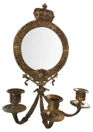 19th Century French Style Bronze Wall Candleholder with Mirror