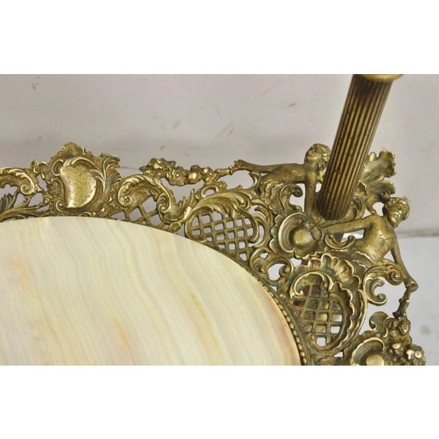 Antique French Victorian Bronze 2 Tier Onyx Stone Plant Stand Accent Side Table For Sale - Image 9 of 15