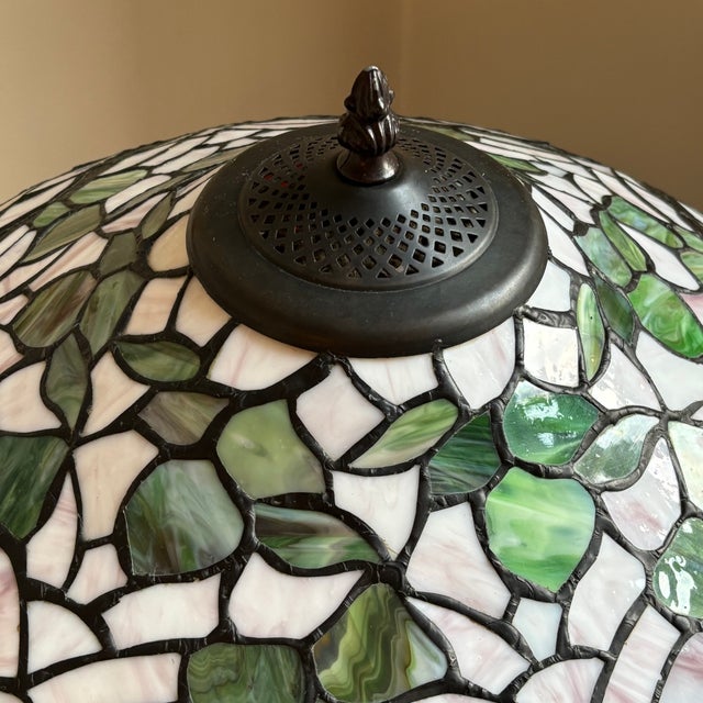 Late-20th Century Art Nouveau Tifffany-Style Stained Glass Table Lamp For Sale - Image 16 of 18