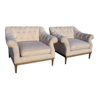 Late 20th Century Four Hands "Damon" Tufted Club Chairs - a Pair For Sale