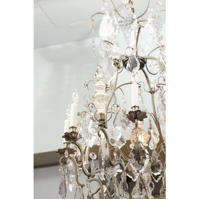Early 20th Century Exceptional Early 20th C. Louis XV Silvered Bronze & Crystal Chandelier For Sale - Image 5 of 9