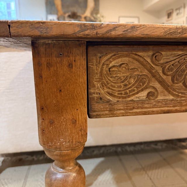 Antique Writing Desk With Carved Drawer For Sale - Image 10 of 13