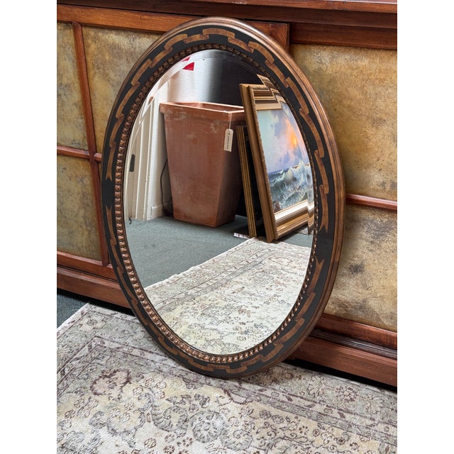 Neoclassical Inlaid Burl Wood Wall Mirror For Sale - Image 4 of 12