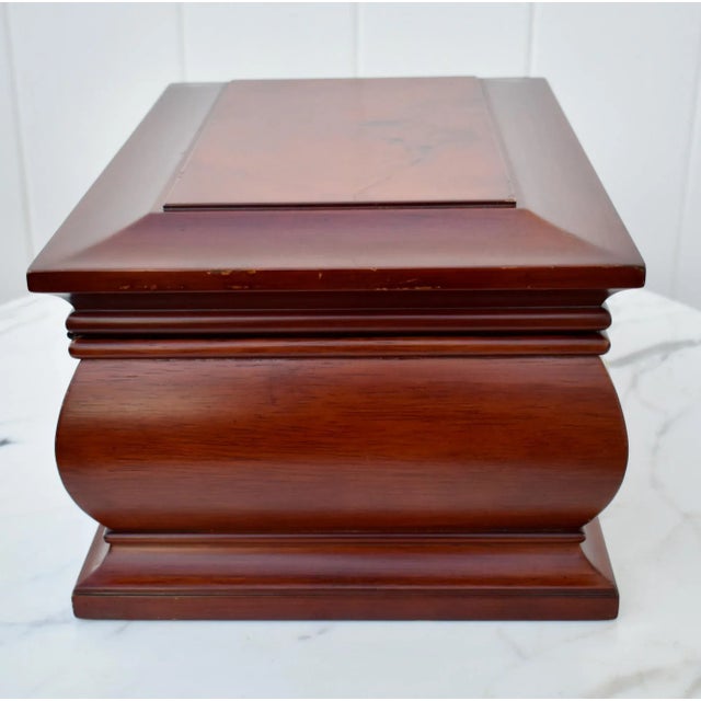 Vintage Bombe' Shaped Cherry Jewelry Box W/Mother of Pearl Inlay For Sale - Image 11 of 13