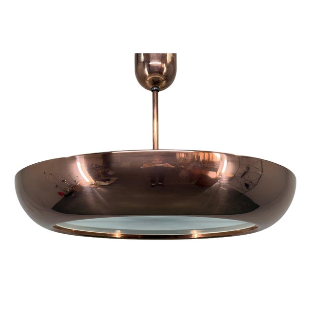 Bauhaus UFO Pendant Light in Copper by Josef Hurka, 1930s For Sale