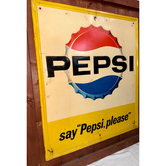 Pepsi Cola Enamel Advertising Sign, 1940s For Sale - Image 12 of 13