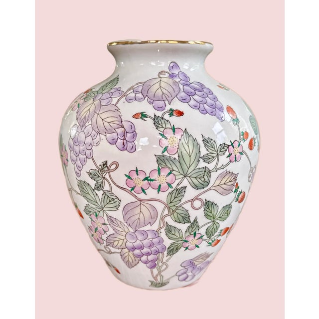 Vintage Chinoiserie Strawberry Motif Vase For Sale - Image 9 of 10