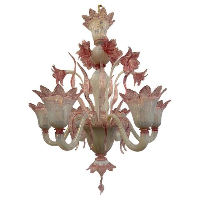 Six-Light Chandelier in Pink Murano, 1950s For Sale - Image 10 of 10
