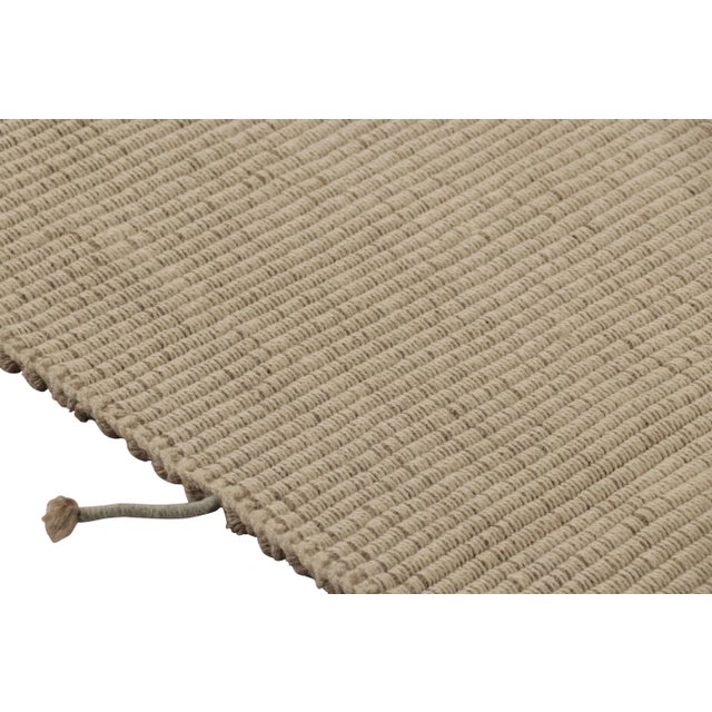 Contemporary Rug & Kilim's Accent Kilim, Beige Textural Stripes With Soft Blue Accents For Sale - Image 3 of 8