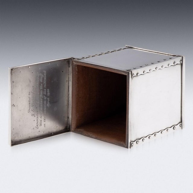 19th Century Indian Solid Silver Tea Chest Shaped Caddy for Hamilton & Co, 1860 For Sale - Image 5 of 14