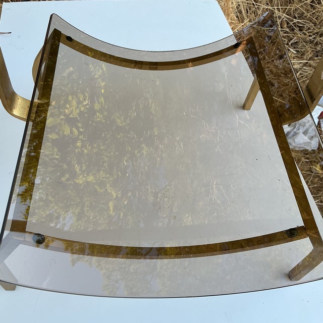 MCM Brass and Glass Modern Fireplace Wood Holder For Sale - Image 6 of 16
