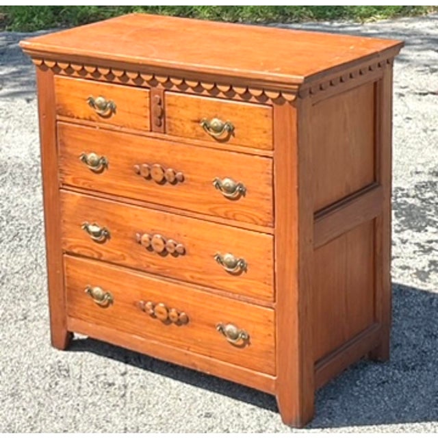Wood Vintage Primitive Scalloped Chest of Drawers For Sale - Image 7 of 12