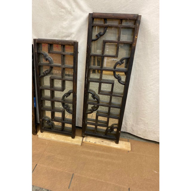 Japanese Antique Japanese Window Screens With Antiqued Mirror For Sale - Image 3 of 11