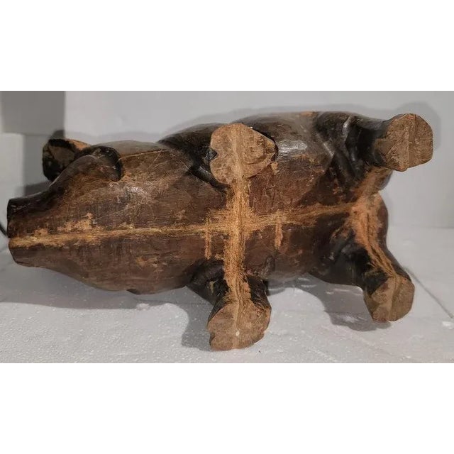 Early 20thc Hand Carved Wooden Pig For Sale In Los Angeles - Image 6 of 6