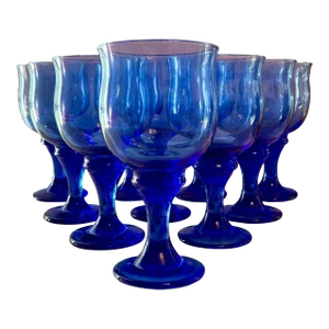 Libbey Cobalt Blue Glasses - Set of 10
