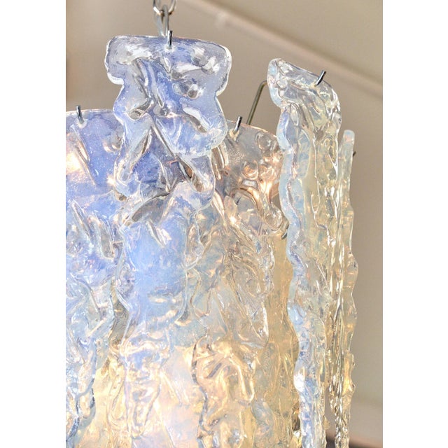 Glass “Ghiacciolo” Murano Glass Iridescent Chandelier For Sale - Image 7 of 12