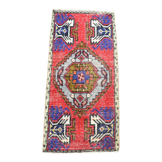 1960 Vintage Oushak Handmade Small Rug For Sale