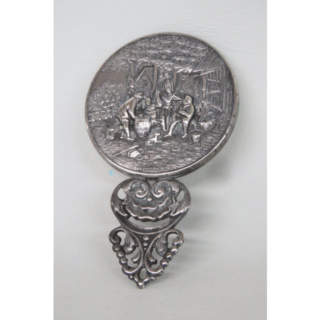 Mid 20th Century Hans Jensen Denmark Small Vanity Hand Mirror Beveled Silver Plate 4725b For Sale - Image 5 of 12