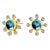 Syna Yellow Gold Blue Topaz Earrings with Diamonds, a Pair For Sale