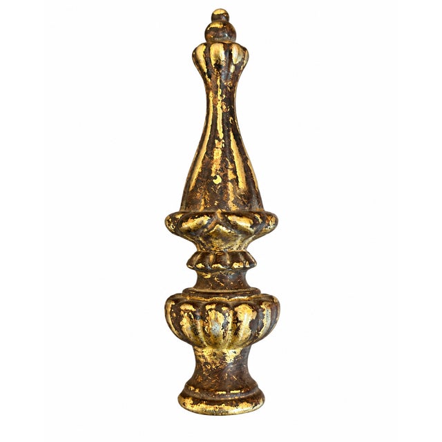 Charming vintage solid brass finial sourced from France, featuring a nicely turned decorative form with classic European...