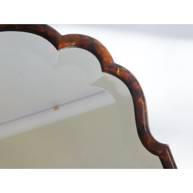Large Dutch Wooden Scalloped Lacquered Mirror For Sale - Image 5 of 13