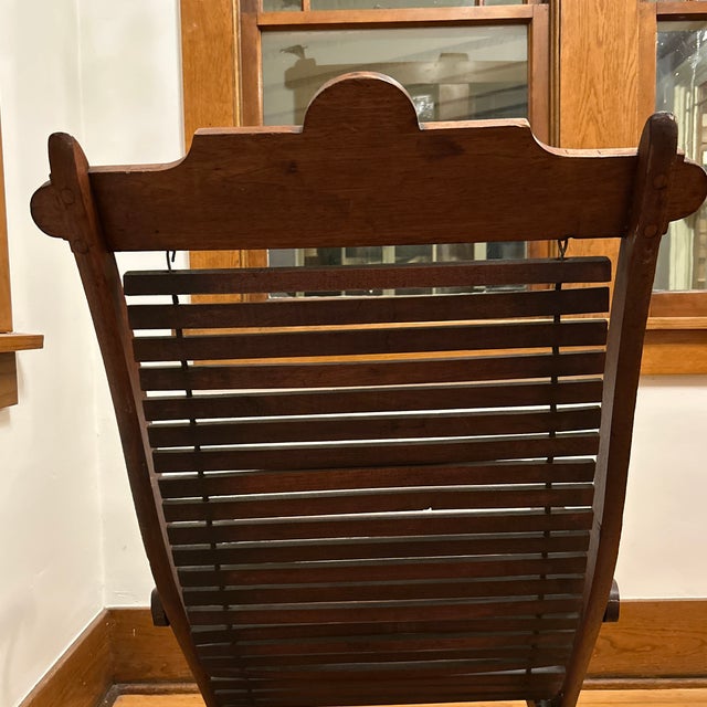 Late 19th Century Victorian Slat Wood Rocking Chair For Sale - Image 10 of 12