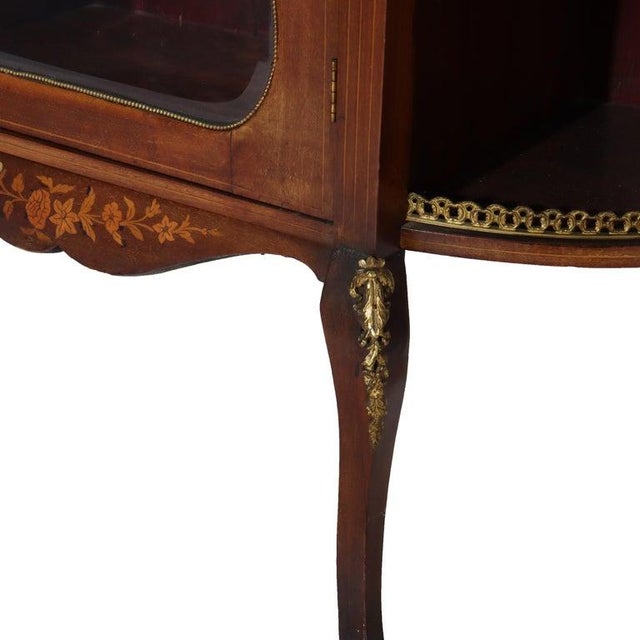 Antique French Ebonized Rosewood, Marquetry & Ormolu Curio Top Cabinet C1890 For Sale - Image 10 of 18