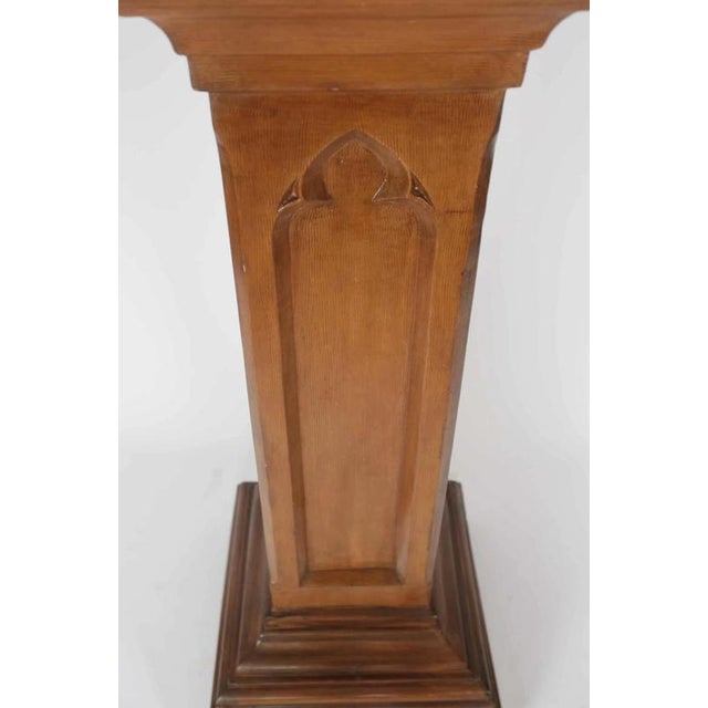 Beautiful large pedestal made of solid oak and plaster with a fluted surface finish. The pedestal was made in the middle...