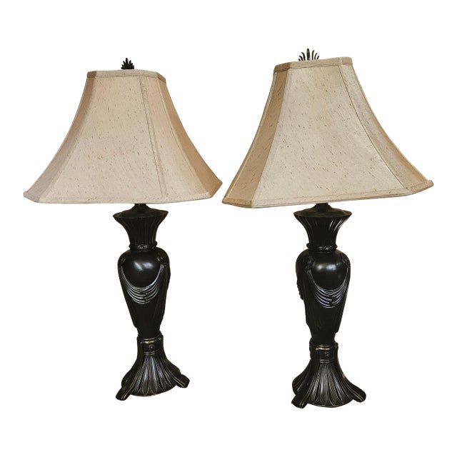 Stiffel Bronze Neoclassical Lamps With Shades - a Pair For Sale