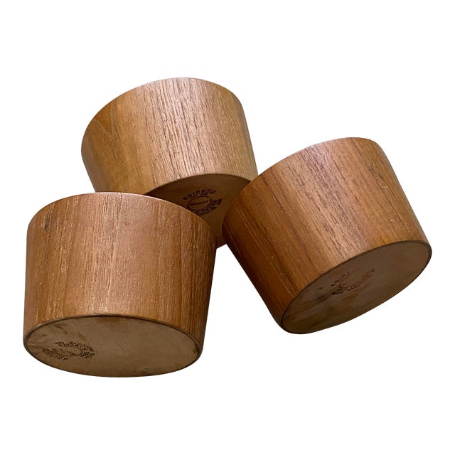 Set of 3 Midcentury Danish Modern Stackable Servex Teak Bowls, Made in Sweden For Sale