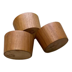 Set of 3 Midcentury Danish Modern Stackable Servex Teak Bowls, Made in Sweden